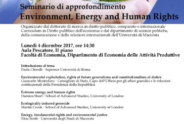 La Facoltà di Economia si interroga su Ambiente, Energia e Diritti Umani