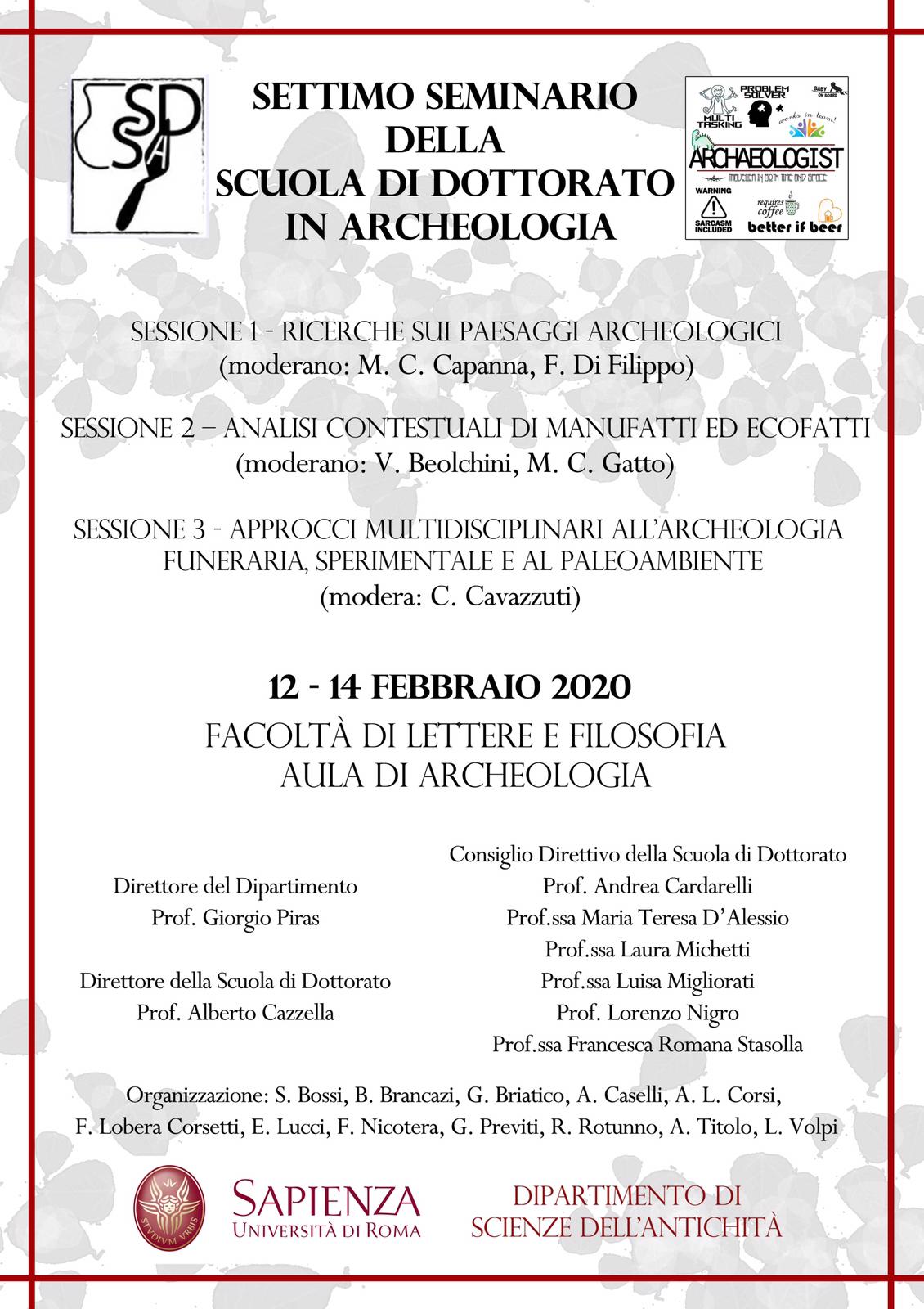 Settimo anniversario del Seminario della Scuola di dottorato in Archeologia