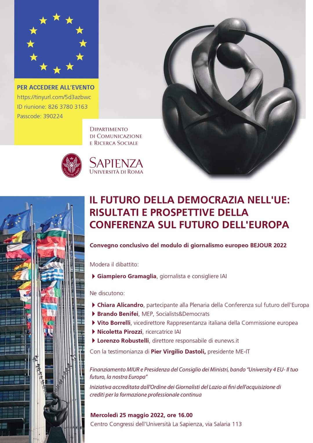 “Il futuro della democrazia nell’Ue”: convegno alla Sapienza il 25 maggio