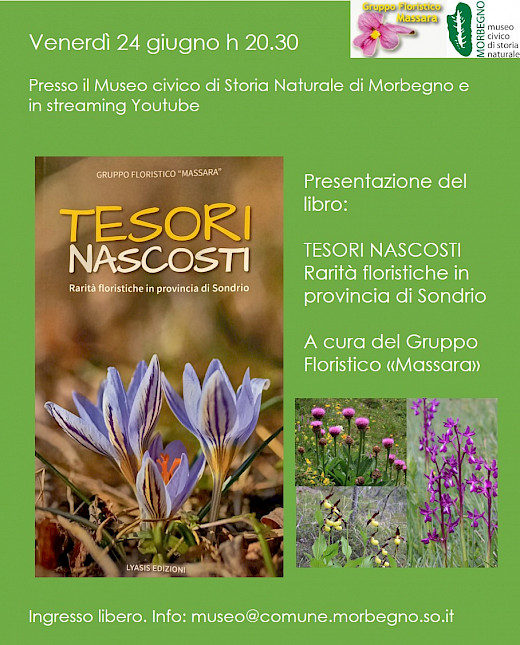 Il Museo civico di Storia Naturale di Morbegno ospiterà il prossimo 24 giugno alle 20.30 la presentazione del libro "TESORI NASCOSTI Rarità floristiche in provincia di Sondrio."