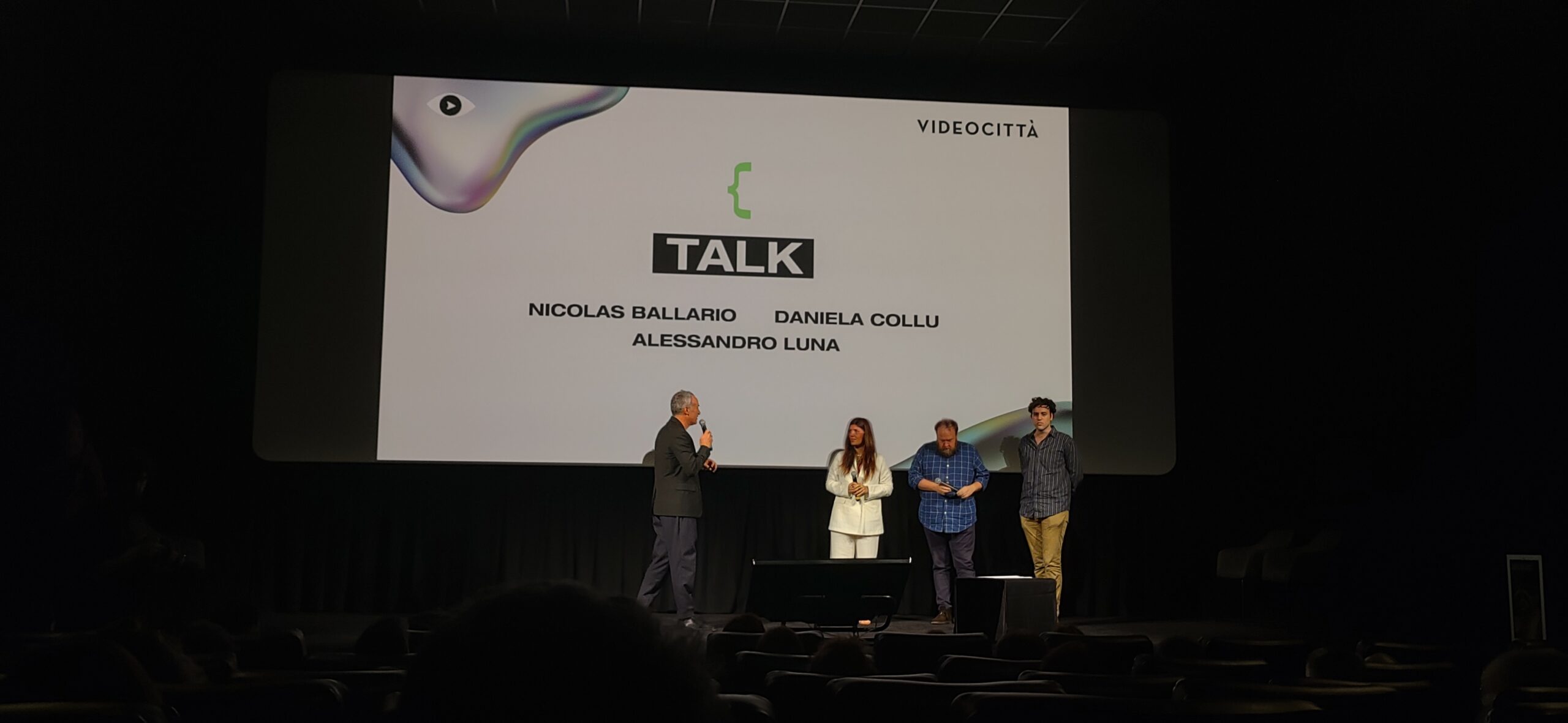 Nicholas Bellaria, Daniela Collu e Alessandro Luna, sezione Talk festival Videocitta. Foto di Mario Monopoli